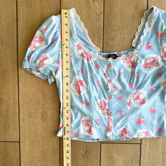 My Melody Peasant Girl Crop Top Large Puff Sleeve Kawaii Cute Kidcore Cosplay - Picture 6 of 6